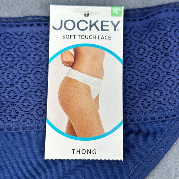 Jockey Women's Size XL 8 Panty Thong Soft Touch Lace Waistband Blue New - Picture 3 of 9